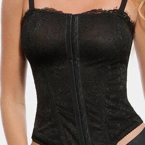 Popilush X Angela Shapewear Sculpting Black Mesh Detachable Strap Corset Top XL
